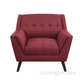 Sofa Santai Kain Merah Ruang Tamu Satu Kursi